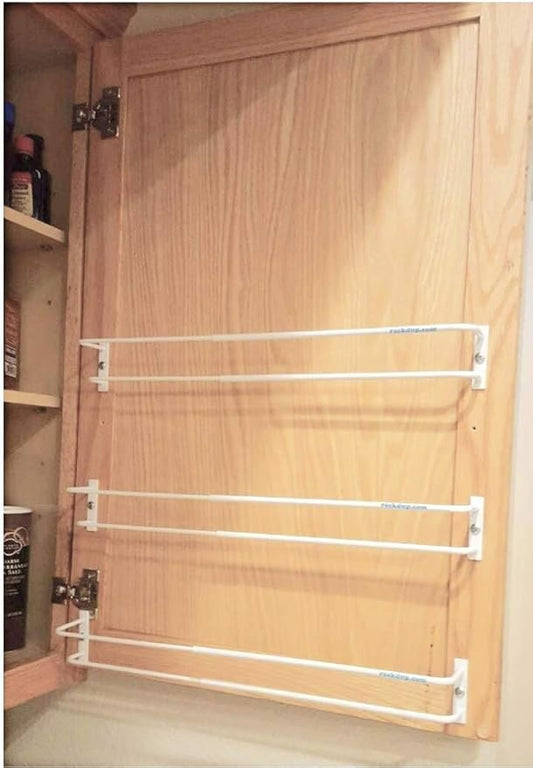 Expandable Rack (white, set of 3)-Mount on cabinet door/pantry/wall-Convenient storage for spices, K-cups, medications, acrylic paints & more-Great for use in kitchens, bathrooms & RV/campers