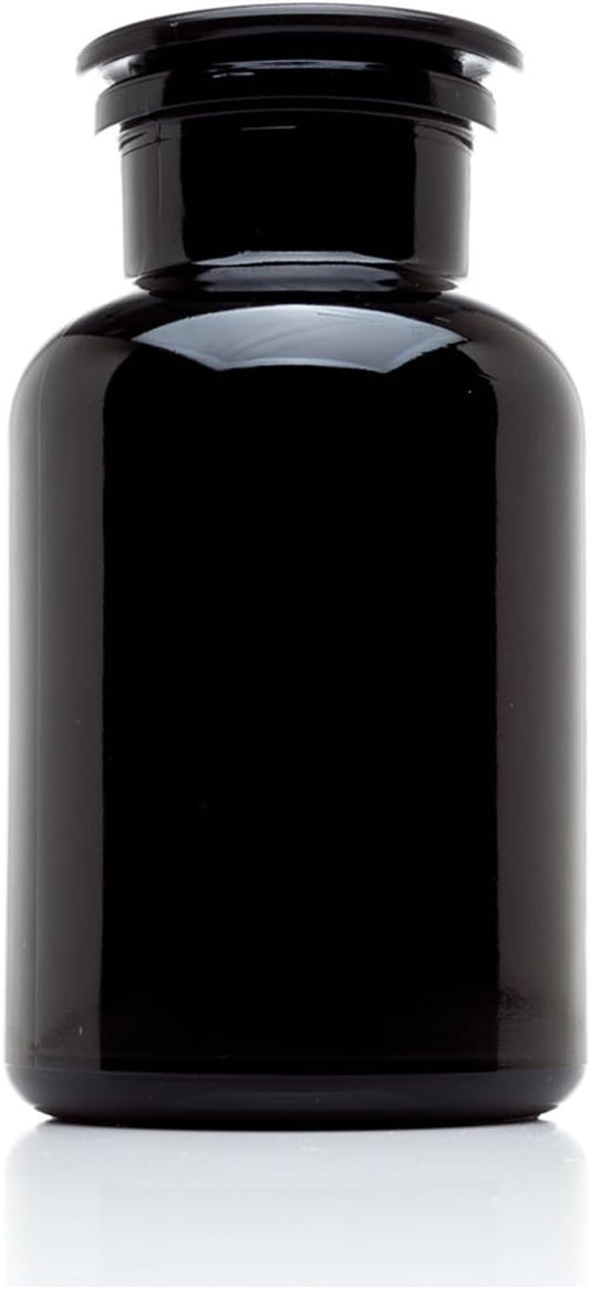 Infinity Jars 1L (34 Fl oz) Round jar Black Ultraviolet Glass Refillable Empty Apothecary Jar with Airtight Glass Lid for Tea, Spices, Dried Goods, Herb Storage | Airtight Smell Proof Jar