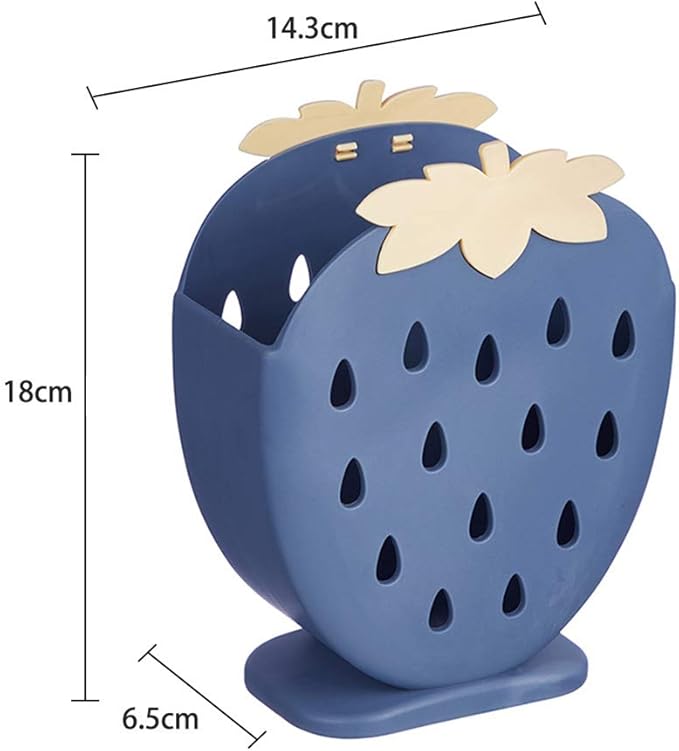 AKOAK 1 Pack Strawberry Chopsticks Stand, Cutlery Storage Box, Suitable for Storing Spoons, Chopsticks, Spoons, Knives and Other Kitchen Utensils (Dark Blue)