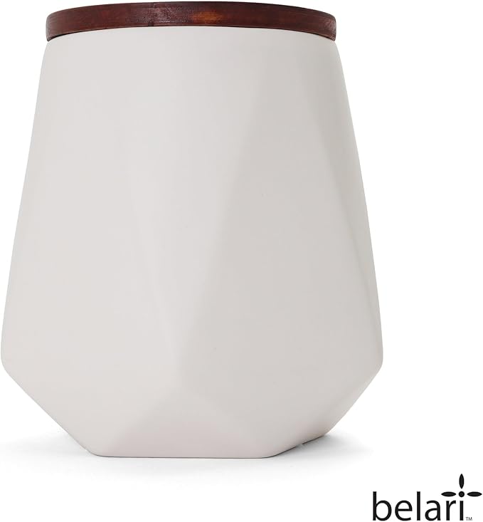 Faceted Storage Canister - Food Storage Container for Kitchen Organization - Ceramic Kitchen Storage Containers - Kitchen Canisters - Kitchen Counter Organizers and Storage (Medium White)