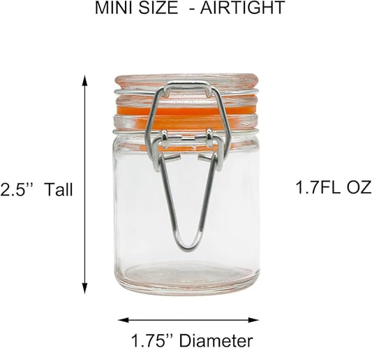 1.7 oz Mini Glass Spice Bottles, 24 Pack Small Glass Jars with Airtight Lid and Leak Proof Rubber Gasket, Empty Spice Containers with Labels for Home and Kitchen