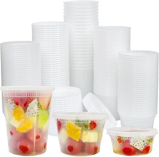 [65 Combo Sets] Food Storage Containers with Lids, 8oz, 16oz, 32oz Plastic Deli Containers with Lids Freezer Storage Containers, BPA Free Leakproof, Microwave | Dishwasher | Freezer Safe