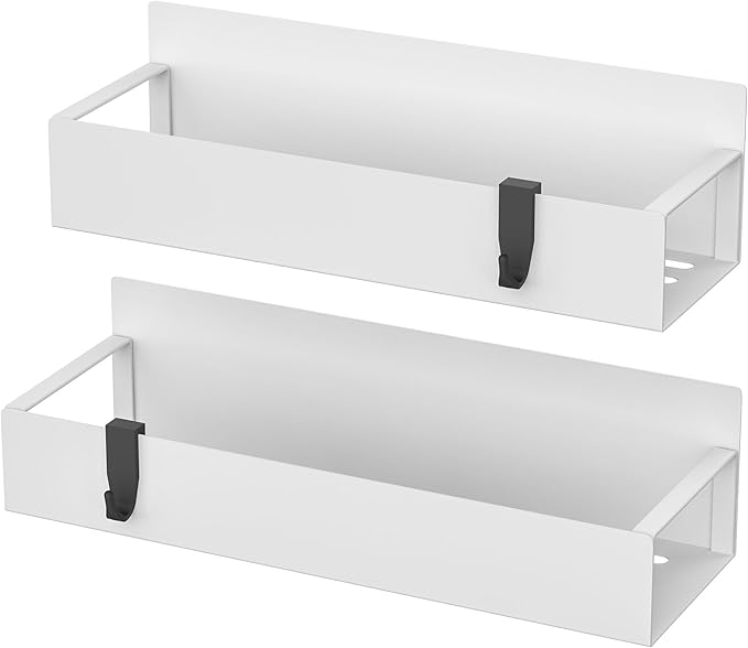 2 Pack Magnetic Spice Storage Rack Organizer for Refrigerator and Oven, White Fridge Organizers and Storage