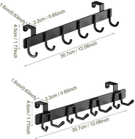2 Pack Over The Cabinet Door Hook - for Doors up to 3/4''(2cm) Thickness, Back of Cabinet Door Rack Hanger Organizer for Coats, Hats, Bathroom Towels, Kitchen Utensils