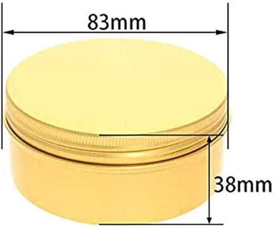 6 Pack 5 Oz Screw Lid Round Tins Aluminum Tin Cans Jar Metal Steel Tins Container 150ml DIY Candle Empty Tins Cosmetic Sample Container Travel Storage for Spices Candies Tea Gift(Gold)
