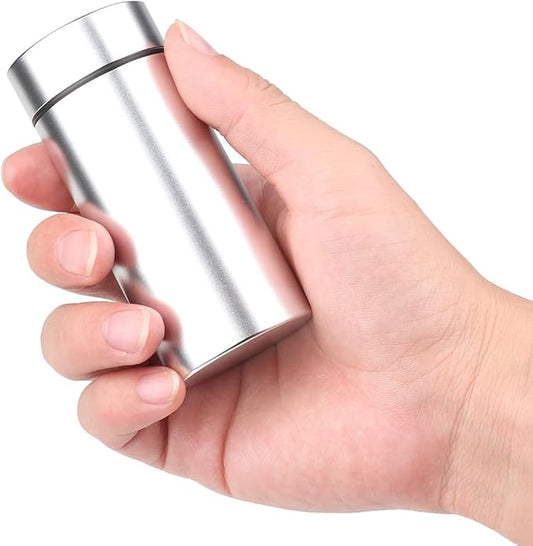OZCHIN Aluminum Storage Jar Portable Airtight Smell Proof Container Bottle Multipurpose Storage Container for Spices, Coffee & Teas 80ml (Silver&Black&Coffee)