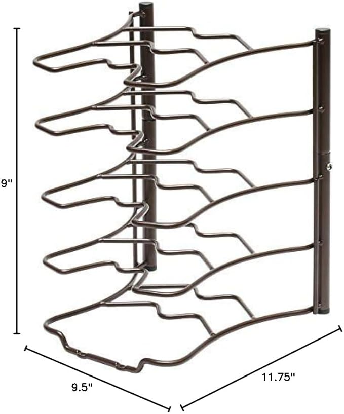 Deco Brothers Pan Organizer Rack for Kitchen Cabinet and Counter, Bronze