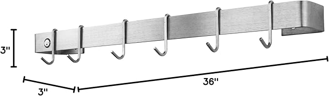 Enclume Premier 36-Inch Utensil Bar Wall Pot Rack, Stainless Steel