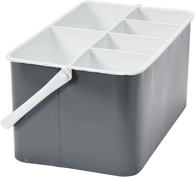 Creative Co-Op Farmhouse Metal Storage Caddy with 6 Compartments and Handle, Distressed Grey and White