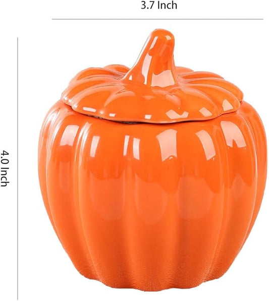 WAIT FLY Pumpkin Shape Airtight Ceramic Canister Tea Canister Tea Storage Food Storage Jar for Tea, Coffee, Spices, Sugar, Cookies, Pickle, Cereals-Orange-10 OZ