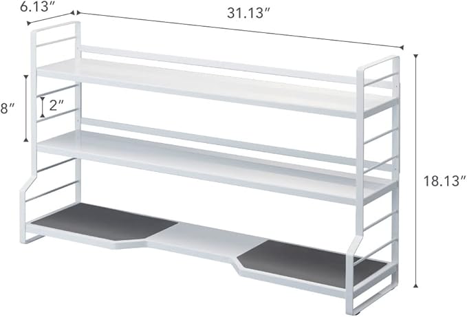 Yamazaki Home Sturdy, Standing Stovetop Kitchen Rack/Spice Shelves | Steel | Countertop Shelf, One Size, White