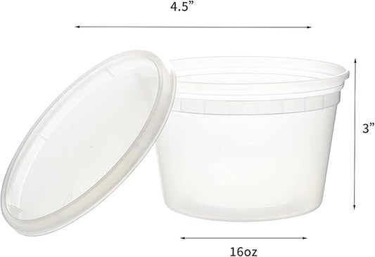 [240 Set - 16 oz.] Plastic Deli Food Storage Containers With Lids, Disposable togo containers for soup, Meal Prep, Slime | BPA Free | Stackable | Leakproof | Microwave | Dishwasher | Freezer Safe