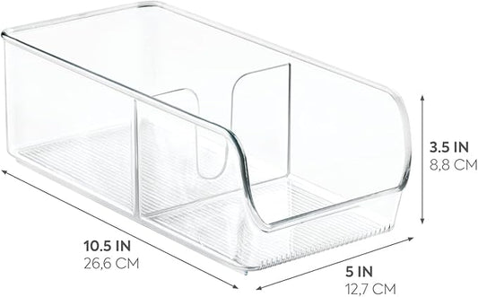 iDesign Linus Spice Packet Organizer Bin for Kitchen Pantry, Cabinet, Countertops - Clear Large
