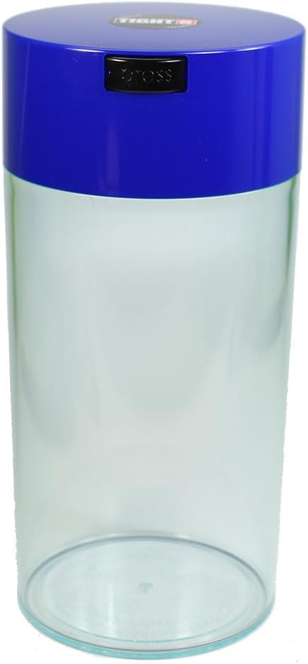 Tightvac - 5oz to 24 Ounce - Patented Airtight Container | Multi-use Vacuum Container Works as Smell Proof Containers for Herbs and Dry Goods. Blue Clear