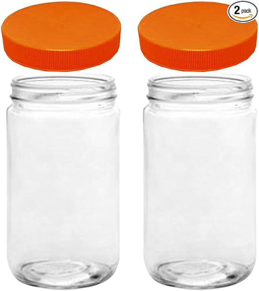 JARMING COLLECTIONS Mason Jars 32 Oz Extra Wide Mouth Glass Jars with Lids - Storage Glass Jars 32 oz with Lids - Quart Container with Lids - Made in the USA (Set of 2)
