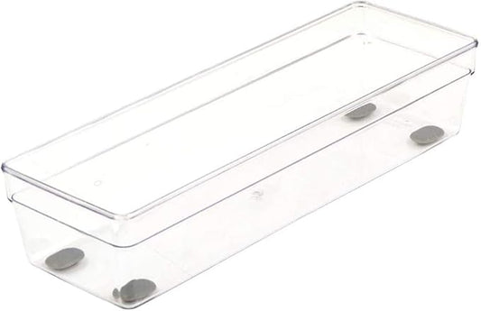 Glad Clear Plastic Organizer Bin – 9.5” x 3” x 2.2” Drawer Storage Tray with Non-Slip Feet
