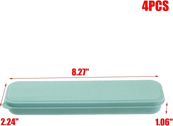 MY MIRONEY 4-Piece Travel Tableware Set - Portable Utensil Storage Box in Pink, Blue, Beige, Green
