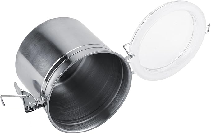 Stainless Steel Coffee Canister, Airtight Ground Coffee Bean Storage Container Keep Bean Fresh Organizer Jars Clear Clamp Lid Large Capacity for Kitchen Organization Pantry Tea Flour Sugar 1100ml