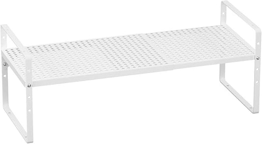 Cabinet Shelf Organizer Expandable Spice Rack Stackable Countertop Organizer Shelves Space Saving Storage Shelf for Countertop Cabinet Pantry Bathroom Organization,White