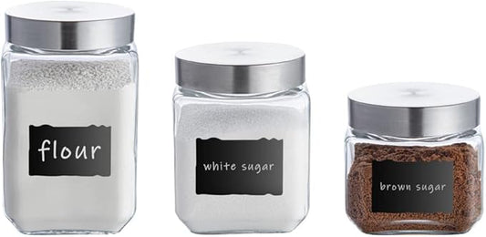 Restaurantware Vetri Glass Storage Jar Set 3-Piece Dishwashable Glass Cookie Jars - Airtight Seal Hot & Cold Friendly Clear Glass Glass Candy Jars For Kitchen Laundry Or Storage