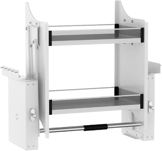 Pull Down Shelf for Kitchen Upper Cabinet, Heavy Duty Cabinet Organizer Large Storage Space, 26-28 Inch Width, White