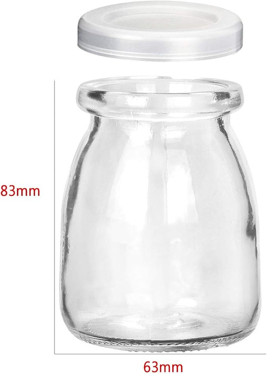 KAMOTA Glass Yogurt/Pudding Jars With PE Lids, Ideal for Jam, Honey, Wedding Favors, Shower Favors 40 PACK 4 oz Clear, (150ml)