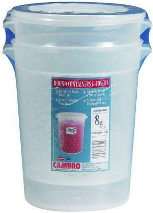 Cambro 8-Quart Round Food-Storage Container with Lid, Set of 2