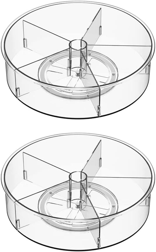 SANNO Round Lazy Susan Rotating Turntable Storage Container Rotating Organizer Spinning Organizer Bins for Kitchen Cabinet, Pantry, Refrigerator, Countertop,Set of 2