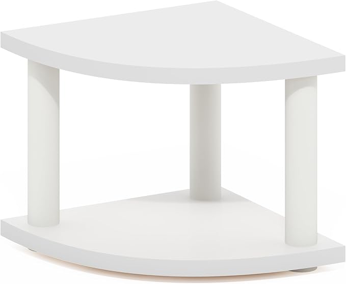 Furinno Turn-N-Tube 2-Tier Corner Countertop Organizer Shelf, White/White