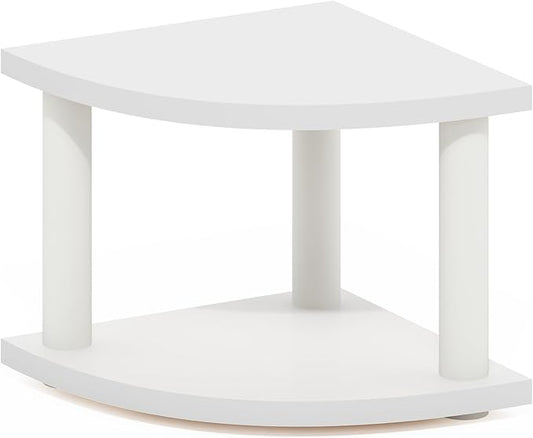 Furinno Turn-N-Tube 2-Tier Corner Countertop Organizer Shelf, White/White