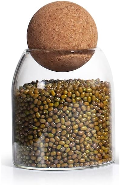 Glass Jars with Cork Lids, Candy Jar with Lid, Coffee jar for Counter, Cookie Jar with Airtight Lids, Clear Glass Jar for Candy, Tea, Coffee Bean, Sugar, Spices, Apothecary etc (450ml/15oz)