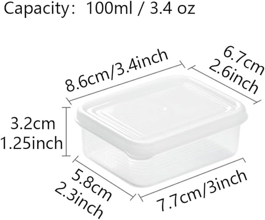 Japanese-style refrigerator storage box one person eats frozen meat sub-compartment box frozen fresh-keeping food sauce sealed sub-package box. (Transparent & Small 4-Piece Set)