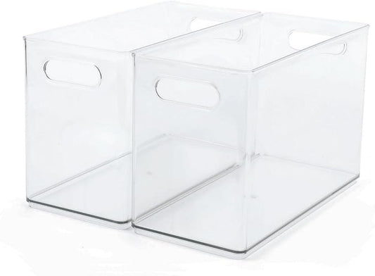 Clear Plastic Bins For Pantry Organization and Food Storage, Stackable Refrigerator Organizer Bins – Kitchen Organization and Pantry Storage Containers, 2 Pack