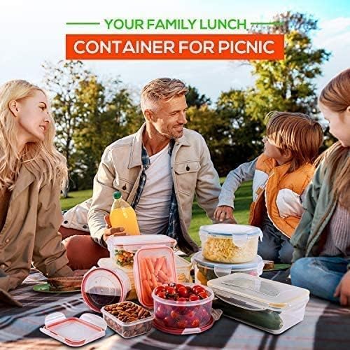 RFAQK 28 Pcs Food Storage Containers with Airtight Lids-(85OZ to 1.2OZ) 14 Clear Plastic Containers with 14 Lids-Large Meal Prep Fruits Containers for Kitchen-Freezer,Microwave and Dishwasher Safe