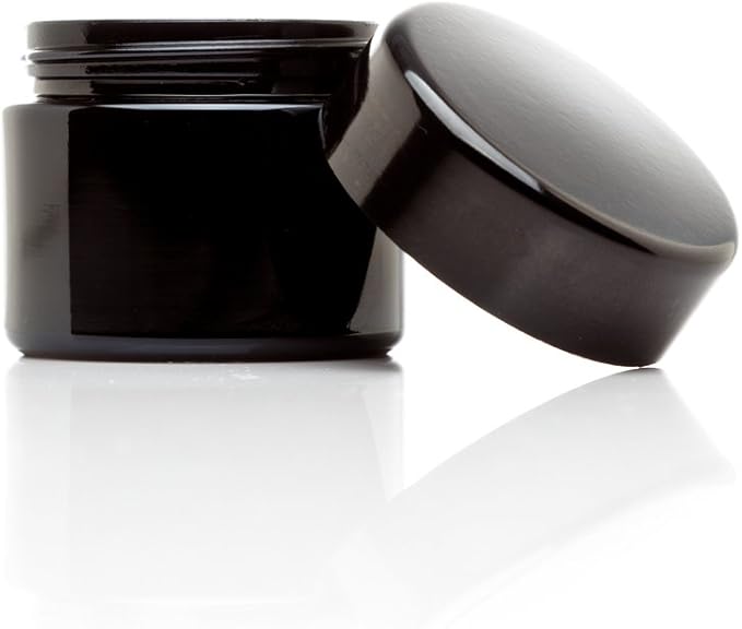 Infinity Jars Classic Black Glass Jar 50 ml (1.7 fl oz) Ultraviolet Airtight Smell Proof, Refillable Container, Screw top Jar for Long term storage Coffee, Spices, Tea, Dried Goods for Kitchen