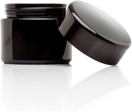 Infinity Jars Classic Black Glass Jar 50 ml (1.7 fl oz) Ultraviolet Airtight Smell Proof, Refillable Container, Screw top Jar for Long term storage Coffee, Spices, Tea, Dried Goods for Kitchen