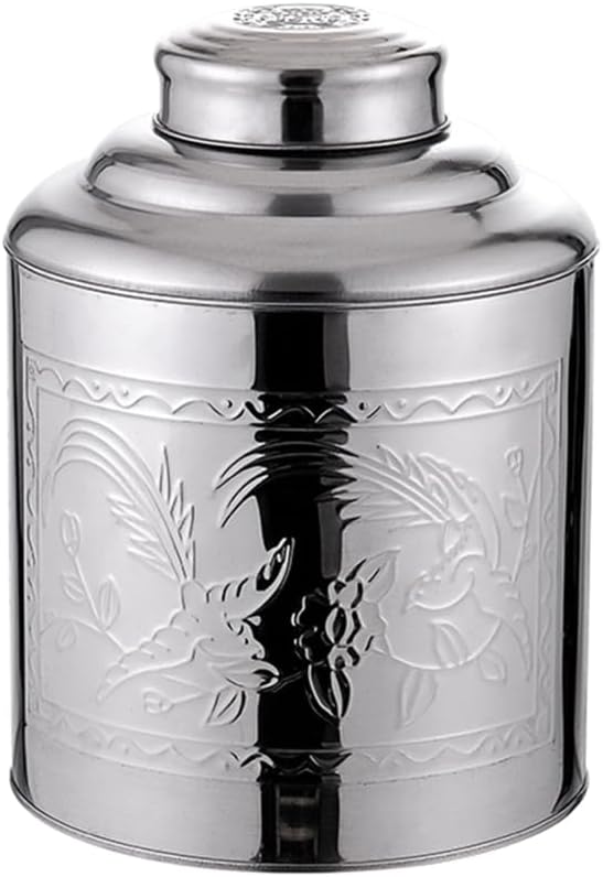 Stainless Steel Tea Canister with Lid Multi-Function Storage Container for Tea Coffee Sugar and Small Items, 6.49x5.11x3.54in Silver for Home Use