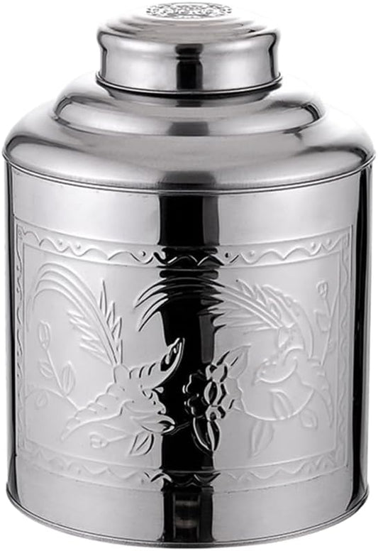 Stainless Steel Tea Canister with Lid Multi-Function Storage Container for Tea Coffee Sugar and Small Items, 6.49x5.11x3.54in Silver for Home Use