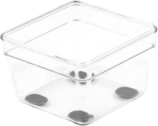 Glad Plastic Drawer Storage Tray – Heavy Duty Organizer Bin for Home, Kitchen, Bath, Bedroom, Office | Non-Slip Feet, Clear, 3" x 3"