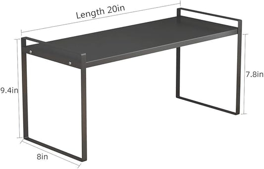 ideaglass Countertop Organizer, Cupboard Stand Spice Rack, 20" Cabinet Pantry Shelf, Organization and Storage For Kitchen Bathroom, Metal Plate Black