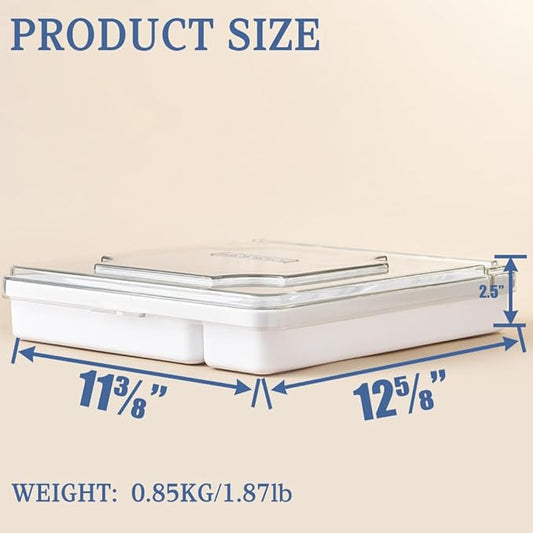 Silverware Organizer With Lid, Utensil Drawer Organizer. Removable Lid, 5 Slots Total Caddy for Flatware Cutlery Knives, Forks, Spoons.White