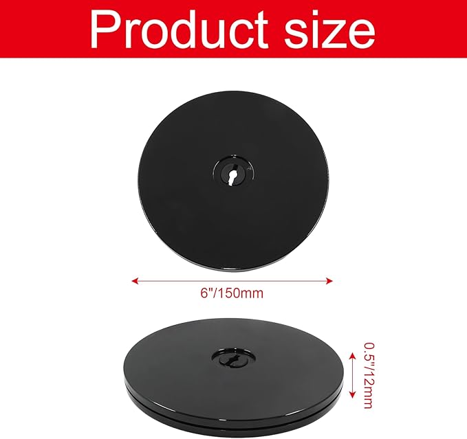 6” Black Acrylic Turntable Organizer, 2Pcs Rotating Organizer Swivel Plate for Bathroom Kitchen Cabinet Table Spice Rack Cake Pantry
