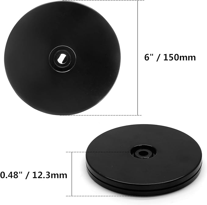 Jersvims 2Pcs 6 Inch Acrylic Turntable Platter, Black Turntable Organizer Round Rotating Plate for Kitchen Pantry Cabinet Desk Rack Spice Cake Cookie Decorating