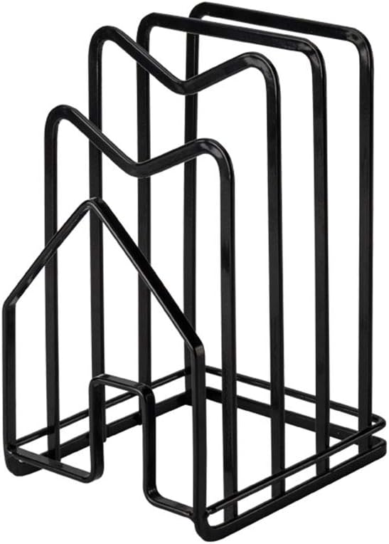 LINFIDITE Cutting Board Holder Chopping Boards Organizer Holder Kitchen Countertop Pot Pan Lids Rack Kitchenware Organizer Flat Steel 4.92 x 5.7 x 8.47 in. Black