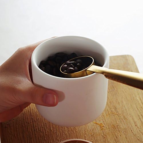 YYW Ceramic Food Storage Jar Canister with Airtight Wooden Lid, Modern Design Food Canisters Loose Tea Coffee Sugar Spice Nuts Snacks Seasonings Storage Jar Caddy (White 6.76oz/200ml)