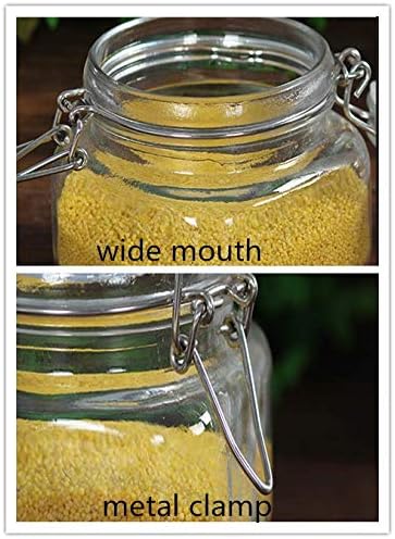 Encheng 16 oz Glass Jars With Airtight Lids And Leak Proof Rubber Gasket,Wide Mouth Mason Jars With Hinged Lids For Kitchen,Glass Storage Containers 6 Pack