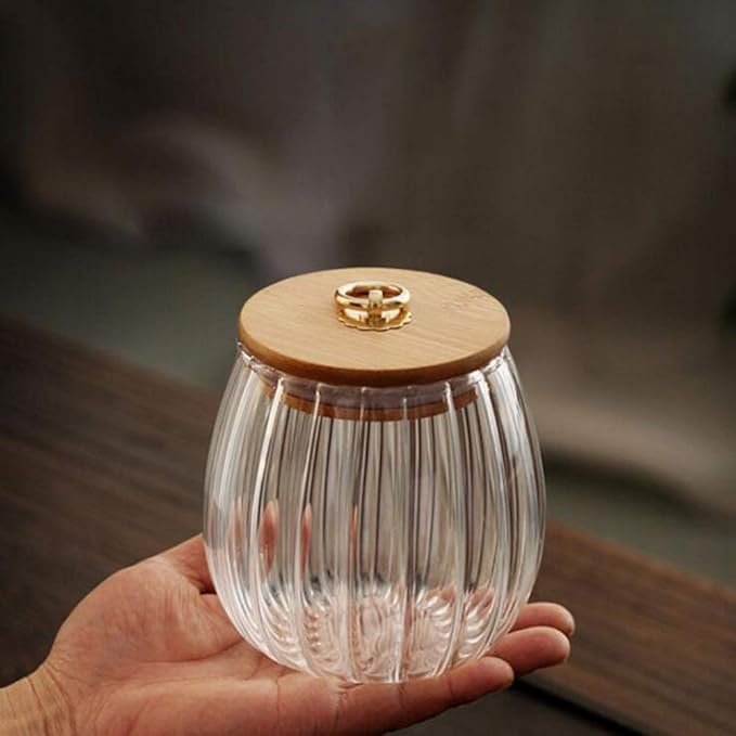 Erioctry 750ml/25oz Clear Glass Canister Food Storage Jar With Airtight Seal Acacia Wood Lids Kitchen Food Storage Containers for Coffee Bean Loose Leaf Tea Cookies Dry Fruit Nuts