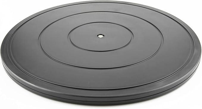 16 Inch Lazy Susan Turntable - Heavy Duty Rotating Swivel Steel Ball Bearings - Flat Base Stand for TV/Computer/Monitor/Arts/Crafts/Bonsai/Statue/Cabinet Organizer (Plastic&Black)
