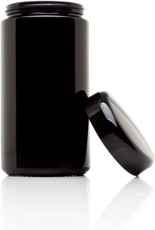 Infinity Jars Classic Black Glass Jar 500 ml (17 fl oz) Ultraviolet Airtight Smell Proof, Refillable Screw Top Container for Long-Term Storage of Coffee, Spices, Tea, Dried Goods, Kitchen Jar 3 Pack