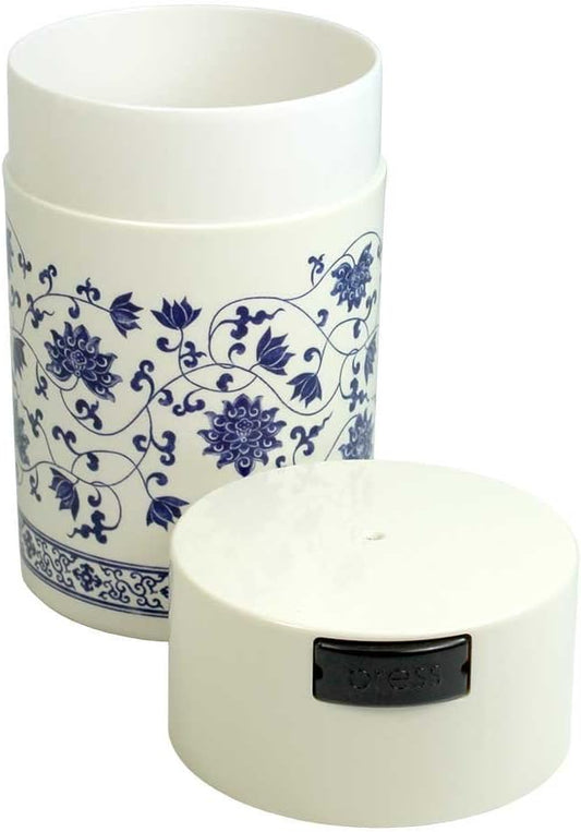 Teavac 6-Ounce Vacuum Sealed Tea Storage Container, White Floral Design